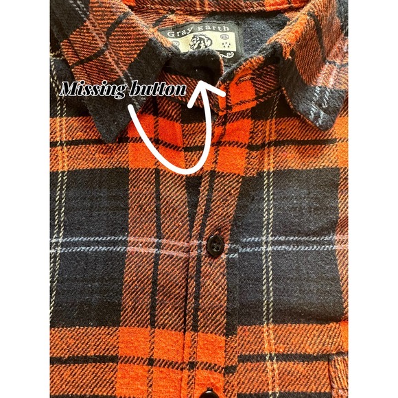 MEN’S-Stein Mart-Orange and Blue Flannel Button Down-Size US L - Picture 11 of 12